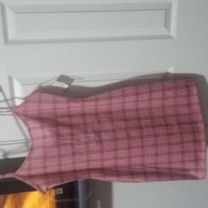 Pink Plaid Spaghetti Strap Dress